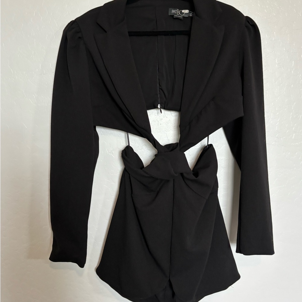 PatBO Classic Black Shorts Romper, upper Jacket. Size 12